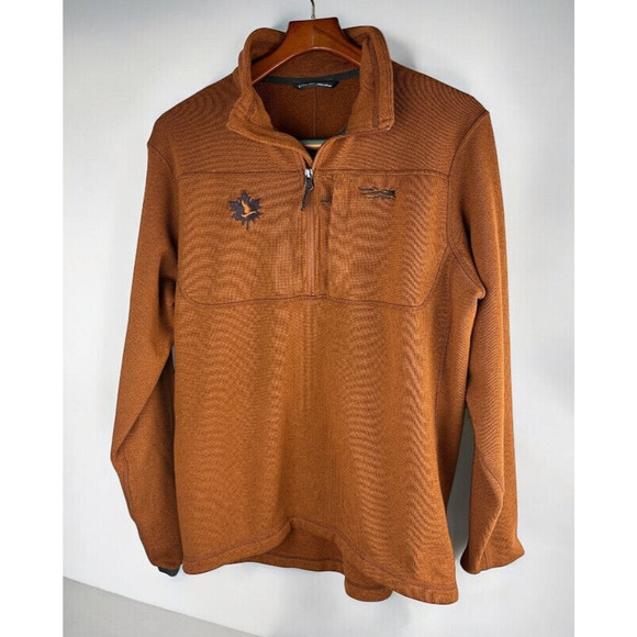 Sitka Gear Fortitude Pullover Sweatshirt Fleece Half Zip Rust Orange Men's Large - Picture 2 of 13